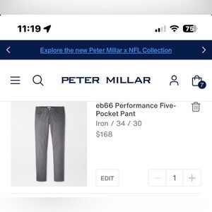 Peter Millar Gray Performance Chino Pants eb66 performance five-pocket pants